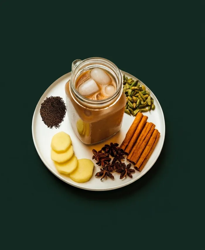 Iced masala chai with whole spices at Hinzi's Kitchen