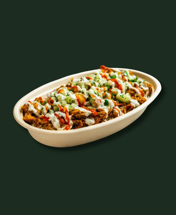 Hinzi's Kitchen chicken rice bowl — a Frederick & Germantown best seller