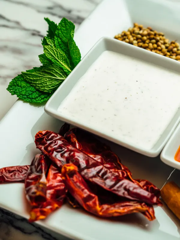 Dried chilies, mint and fresh ingredients